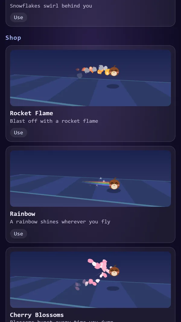 Trail and landing effects